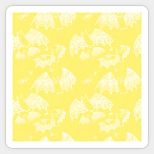 Yellow and White Spooky Halloween Bats Kitschy Cute Sticker